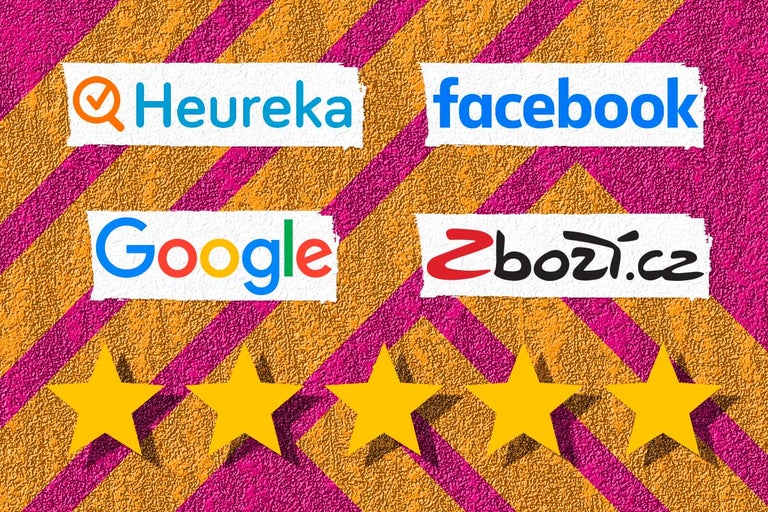 Obrázek s logy Google, Zboží.cz, Facebook a Heureka