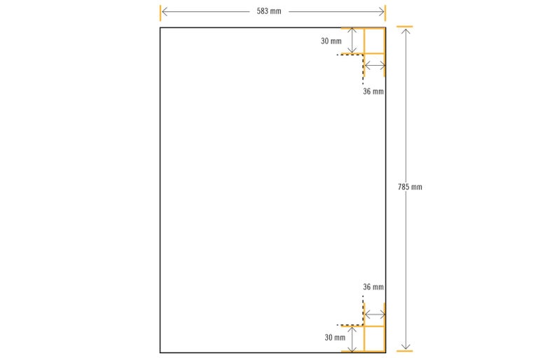 Technický výkres s rozměry: šířka 583 mm a výška 785 mm