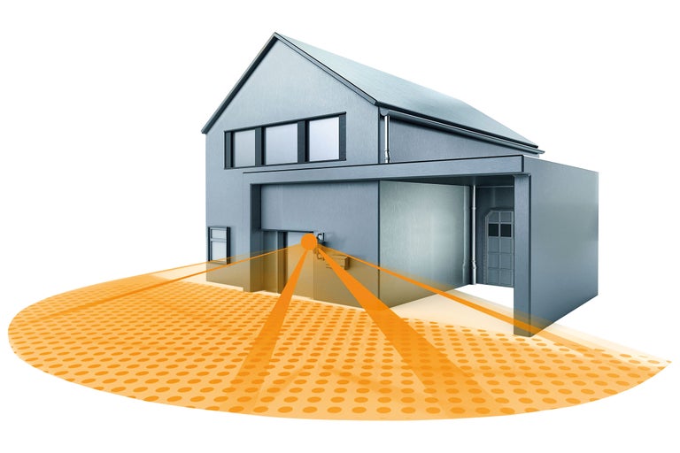 Dům s pohybovým senzorem pro venkovní osvětlení