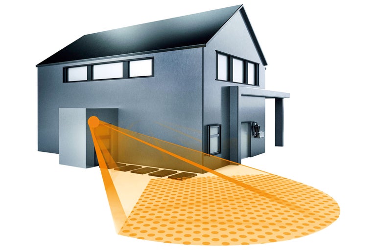 Ilustrace domu s pohybovým senzorem