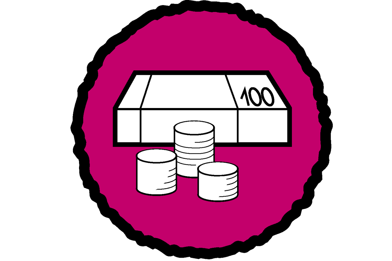 Symbol financování bankovkami a mincemi