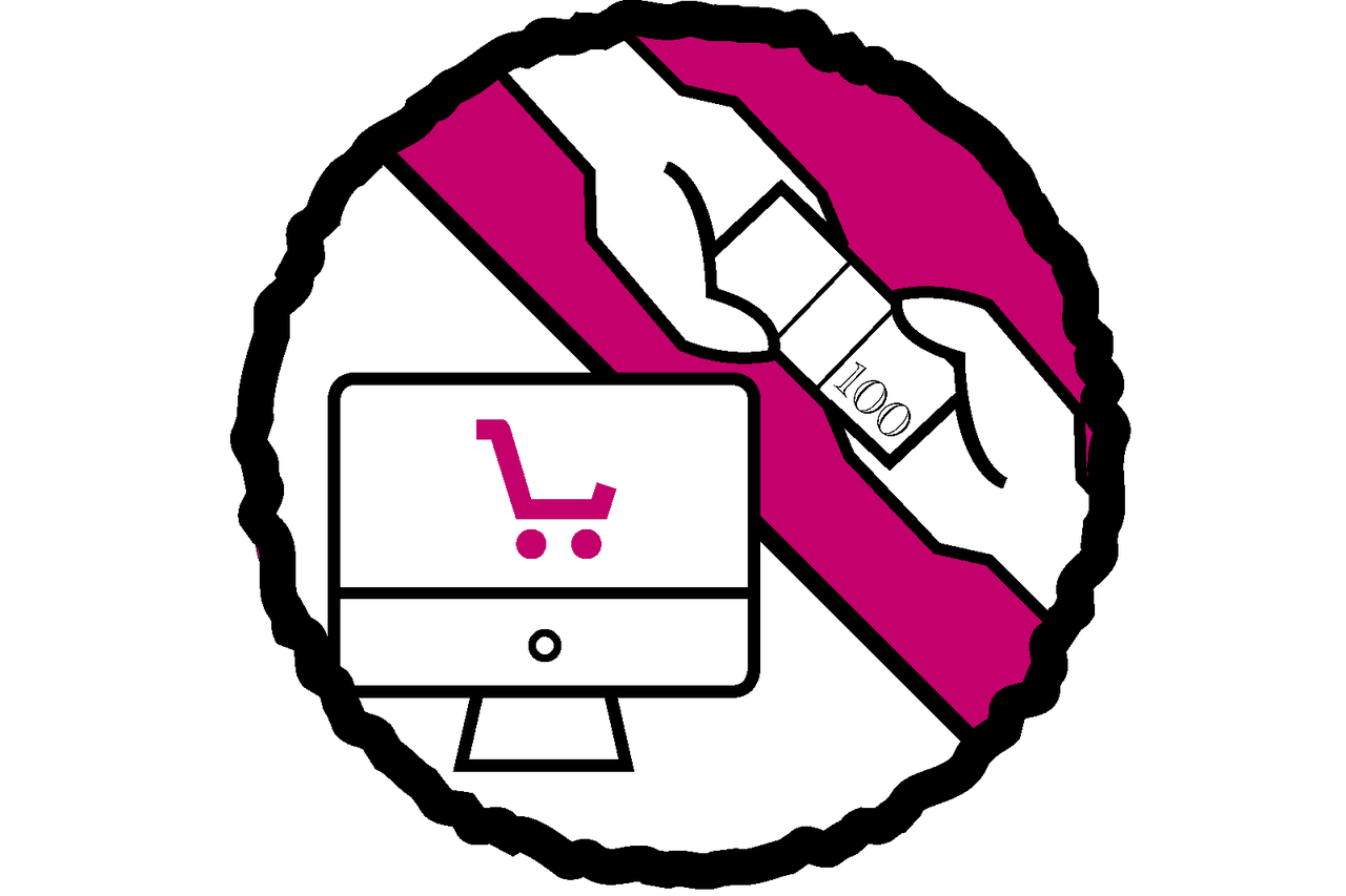 Symbol pro online platbu s počítačem a bankovkou