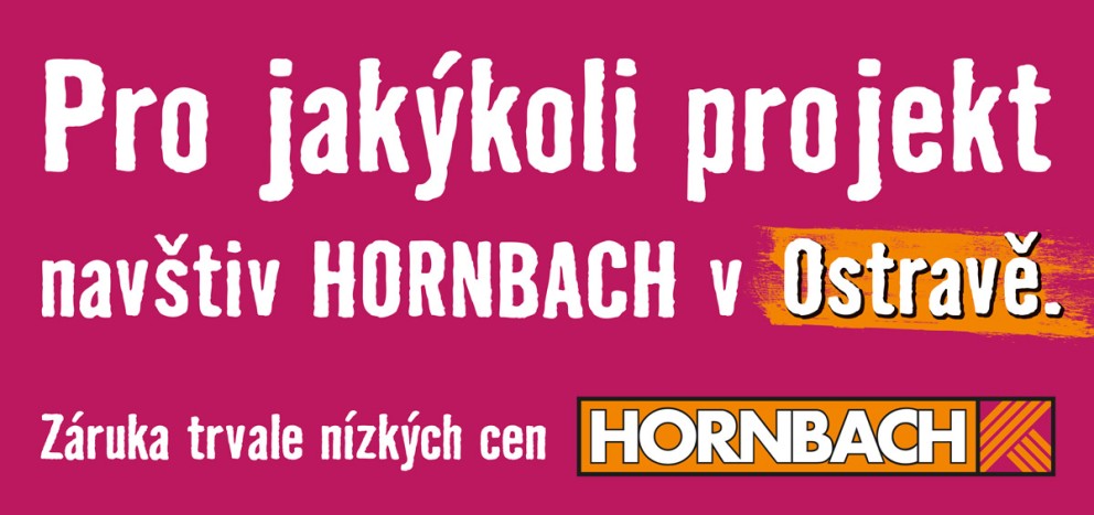 Pro jakýkoli projekt navštivte Hornbach v Ostravě. Záruka trvale nízkých cen. Logo společnosti Hornbach.