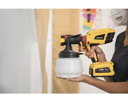 Akumulátorový stříkací systém Wagner v provozu