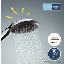 Ruční sprcha Grohe s proudem vody, logo Quickfix, pečeť Made in Germany, pečeť záruky 5 let