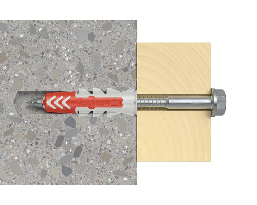 Hmoždinka Fischer se šroubem v betonu a dřevě