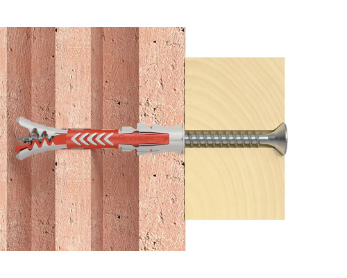 Hmoždinka Fischer se šroubem ve zdivu a dřevě