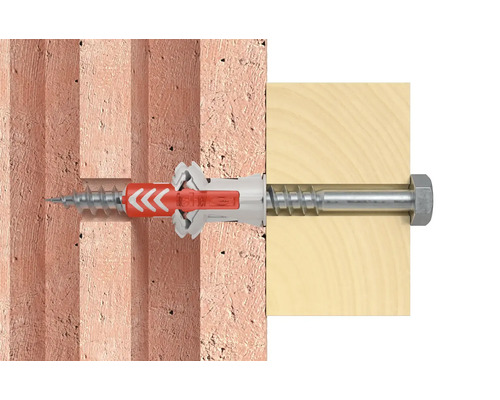 Univerzální hmoždinka se šroubem ve zdivu a dřevě