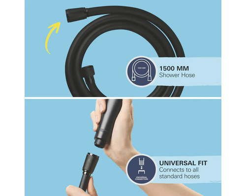Sprchová hadice 1500 milimetrů s univerzálním připojením