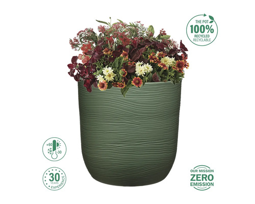 Květináč se sezónní výsadbou, 100 procent recyklovatelný, teplotně odolný od -30 do +60 stupňů, 30 let zkušeností, nulová emisní mise