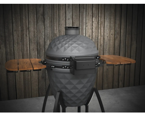 Keramický gril s bočními stolky pro venkovní použití