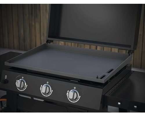 Grilovací deska se třemi hořáky a otevřeným víkem