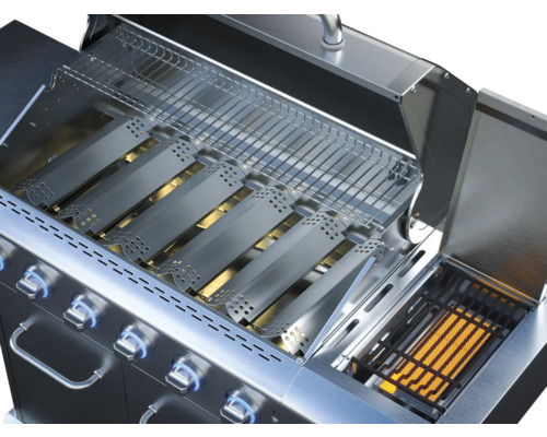 Nerezový plynový gril s grilovacími rošty a kryty