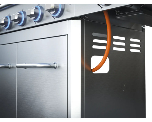 Nerezový gril s plynovou přípojkou a ovládacími prvky