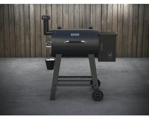 Tenneker peletový gril na kolečkách s odkládací plochou a nádobou na odkapávající tuk