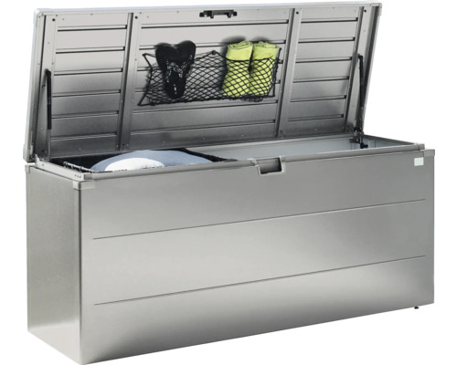 Otevřený kovový úložný box pro venkovní použití s příslušenstvím