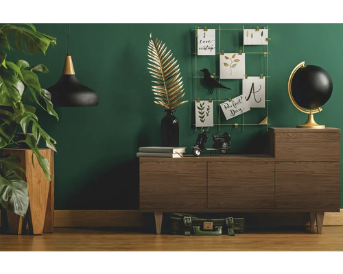 Obývací pokoj s komodou, dekorací a pokojovou rostlinou pro útulnou atmosféru