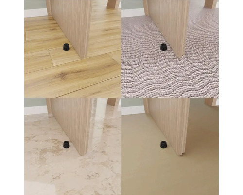 Koláž dveřního dorazu na laminátu, koberci, dlaždicích a PVC podlaze