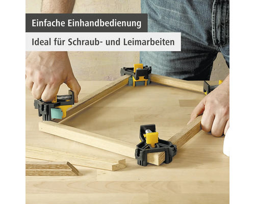 Rohové svěrky pro lepení dřevěných desek.