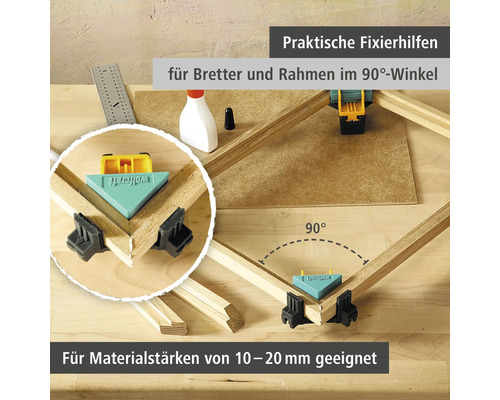 Rohová svorka Wolfcraft pro práci se dřevem v úhlu 90 stupňů