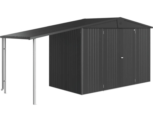 Kovový zahradní domek s přístavkem