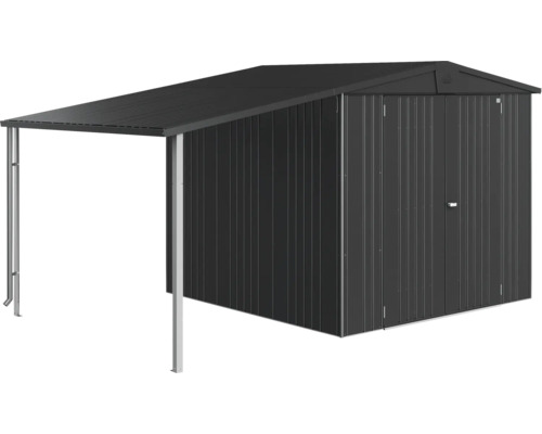 Kovový zahradní domek s přístavbou