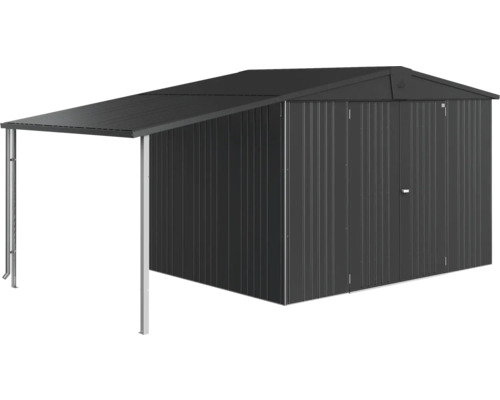 Zahradní domek s přístřeškem pro uskladnění zahradního nářadí a vybavení