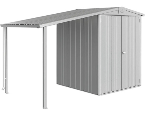 Kovový zahradní domek s přístavbou