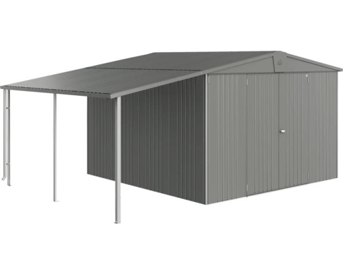 Kovová bouda na nářadí s přístřeškem na zahradní nářadí a nástroje