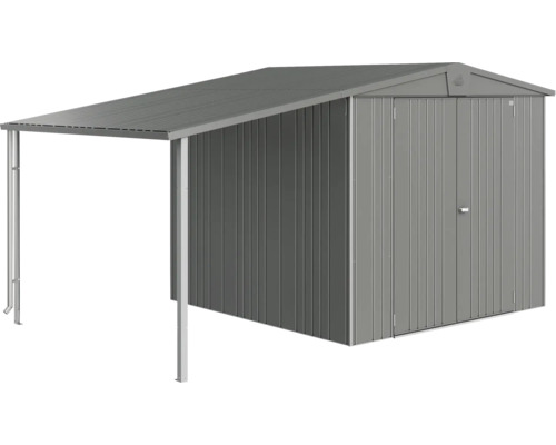 Kovová bouda na nářadí s markýzou na zahradní nářadí a nástroje