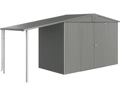 Kovový zahradní domek s přístavkem