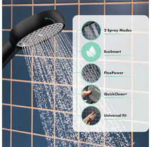 Sprchová hlavice s různými typy proudu a funkcemi, jako jsou EcoSmart a QuickClean