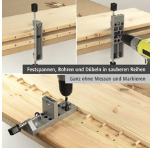 Přípravek pro kolíkování s vrtačkou na dřevěných deskách