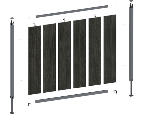 Stavebnice pro zástěnu soukromí s panely a sloupky