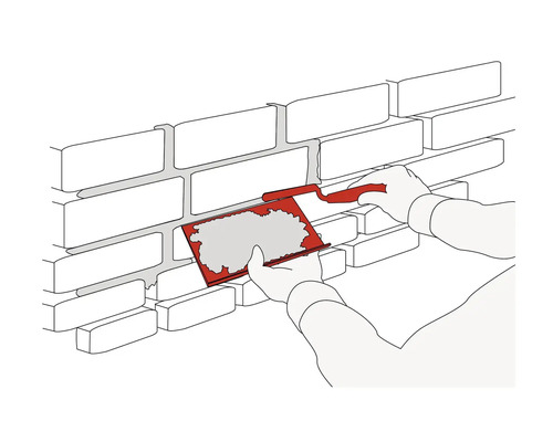 Ilustrace: Spáry cihlové stěny jsou vyplněny spárovací deskou