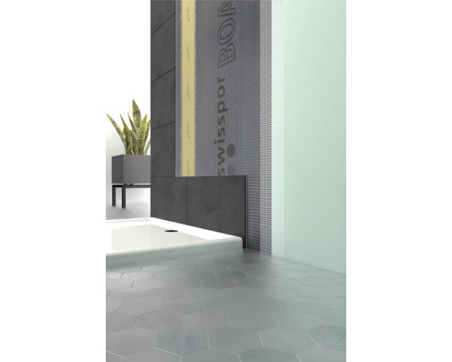 Koupelna s izolací stěn a sprchovou vaničkou