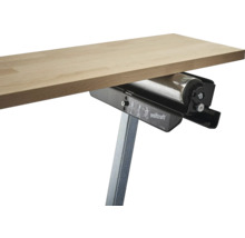 Logo Wolfcraft s podpěrou materiálu a obrobkem