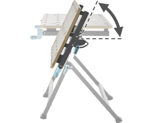 Nastavitelný pracovní stůl se symbolem šipky označujícím nastavení sklonu