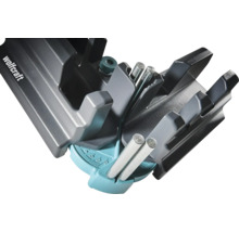 Wolfcraft pokosnice a úhloměr z plastu s kovovými kolíky pro přesné nastavení a řezání pokosových úhlů.