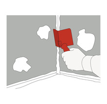 Použití hladítka spár v rohu pro vyhlazení tmelu