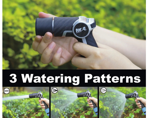 Zavlažovací pistole na zahradní hadici se třemi vzory stříkání