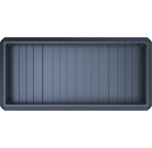 Obdélníkový kovový vyvýšený záhon při pohledu shora s profilovanou podlahovou deskou.