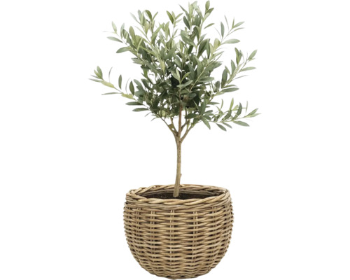 Sázecí koš Leah Sanur z přírodního vlákna Ø 40 cm H 30 cm šedohnědý včetně sázecí fólie