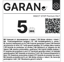 Pětiletá záruka výrobce na systém proti hmyzu Insect Stop Premium Falt