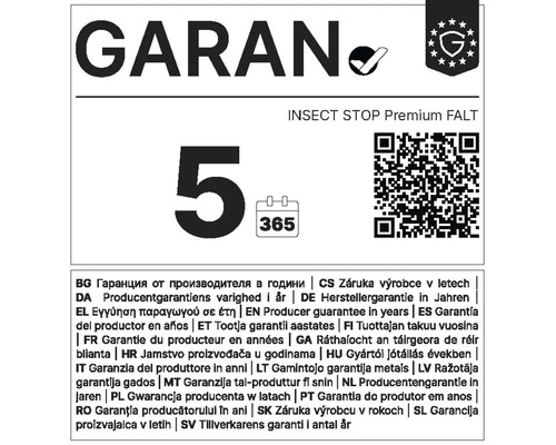 Pětiletá záruka výrobce na systém proti hmyzu Insect Stop Premium Falt