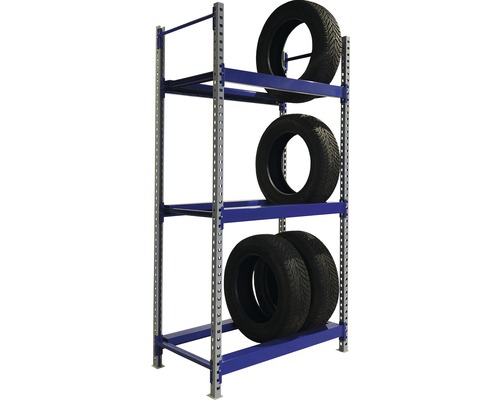 Regál na pneumatiky se třemi úrovněmi pro skladování pneumatik automobilů