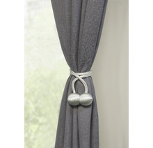 Šedý závěs se šňůrkovým držákem