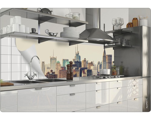 Kuchyňská zástěna s motivem panoramatu New Yorku