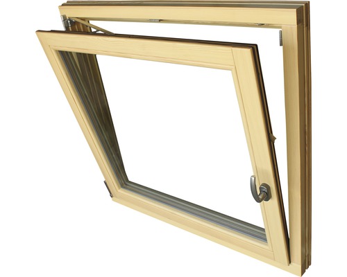 Otevřené dřevěné okno s funkcí sklápění.