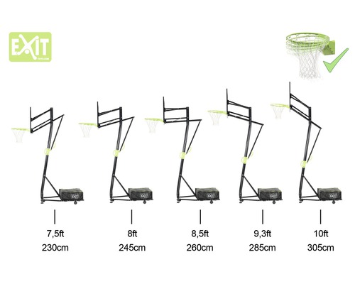 Basketbalový koš s různým nastavením výšky